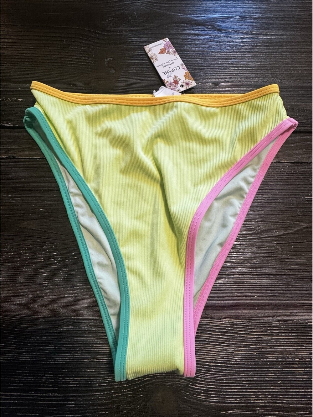 CUPSHE x Kittenish Jessie James Decker Bikini Bottom S NWT Ribbed Colorblock